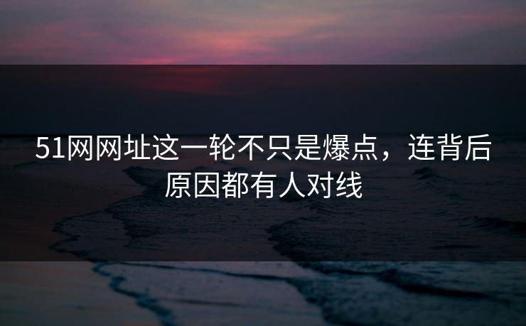 51网网址这一轮不只是爆点，连背后原因都有人对线