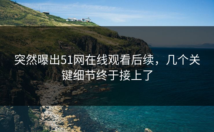 突然曝出51网在线观看后续，几个关键细节终于接上了